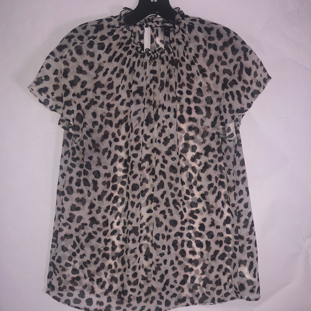 Animal Print Women's Sheer Top Xs
